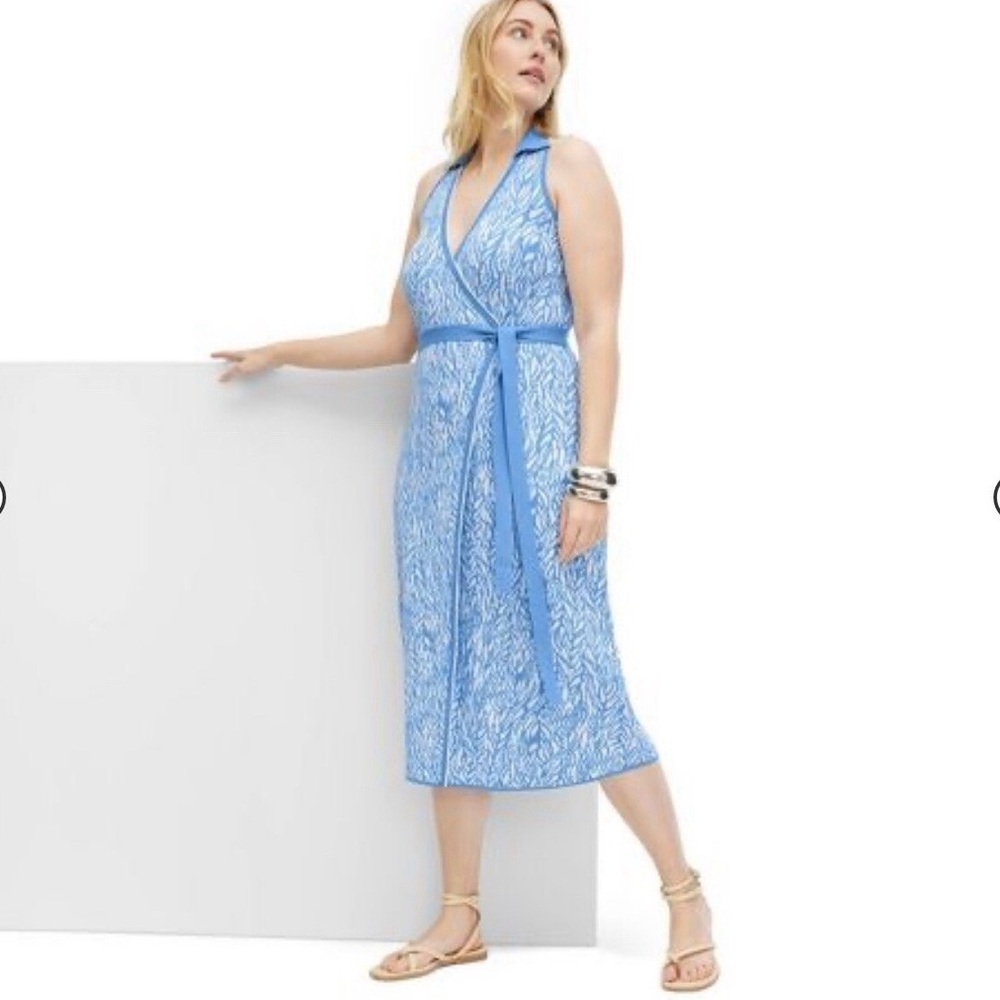 Diane von Furstenberg x Target Sleeveless Knit Wrap Dress –Blue White XXL – NWT